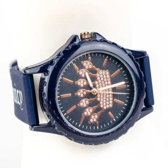 Juicy Couture Black Label Navy Blue Silicone Crown Crystal Watch JC/1324 main image 7